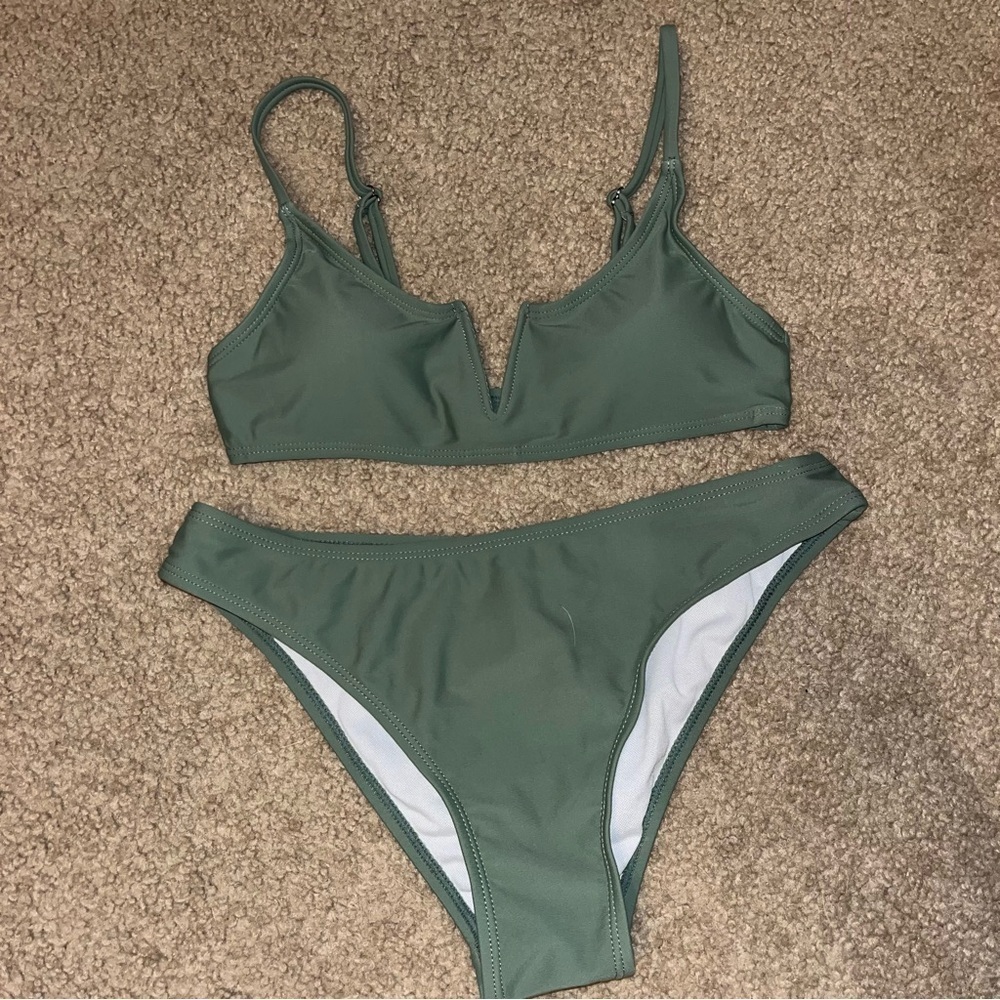 Shein olive colored 2 piece Bikini swimsuit, XS